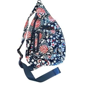 Vera Bradley Red White & Blossoms Reactive Sling Bag Backpack NWOT